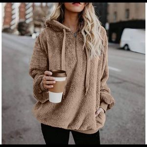 Fluffy light brown hoodie